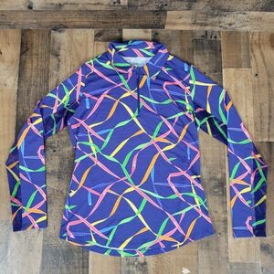 IBKUL Gifted Polo‎ Top Womens Small UPF 50+ Long Sleeve Athletic Multicolor